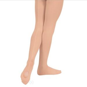 New Euroskin Convertible Mesh Back Seam Pink Tights C L/XL Ballet